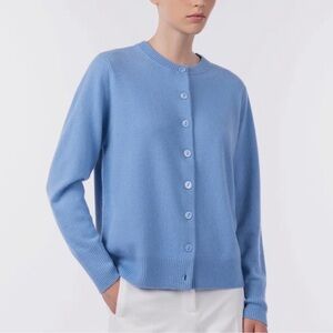 Duca di San Giusto 100% Cashmere Sky Blue Button-Up Women's Cardigan Sweater, S